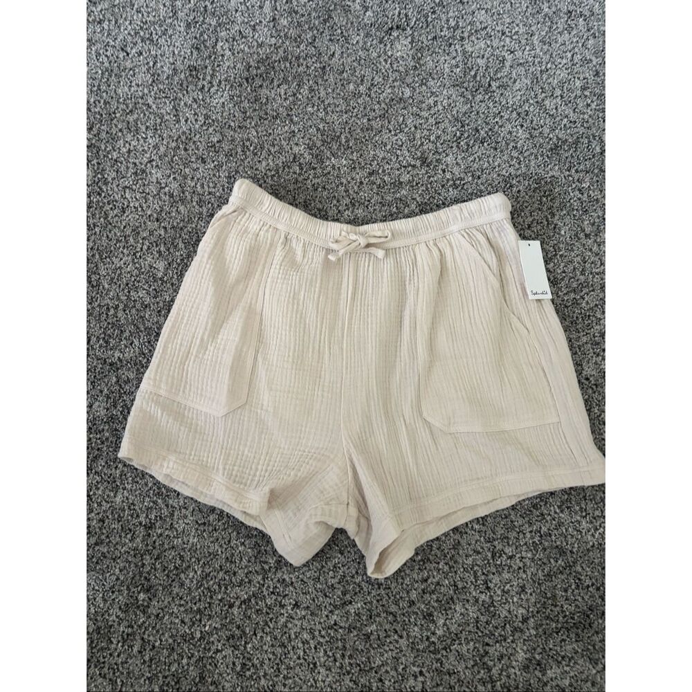 Splendid Cream High-Waist Gauze Lounge Shorts